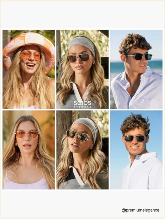Retro Square Double Bridge Metal Sunglasses main image 4